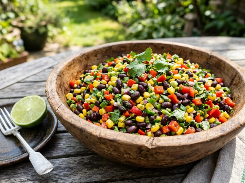 Salată veselă de fasole neagră, porumb dulce și lime
