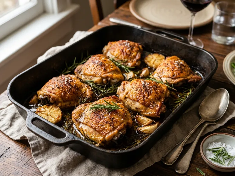 Crisp Rosemary and Garlic Baked Chicken Thighs