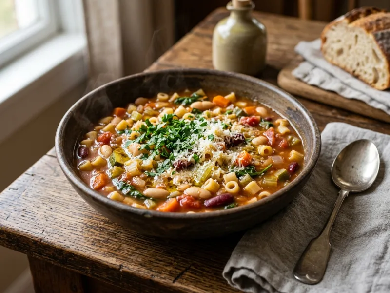 Hearty Vegetable and Whole Wheat Pasta Minestrone